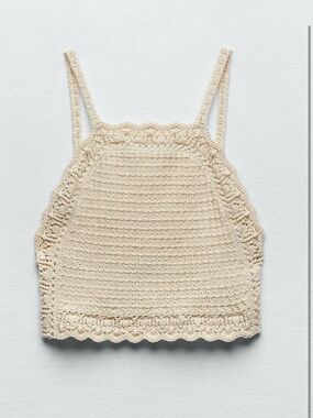 Zara Halter Top with Crochet Detail
